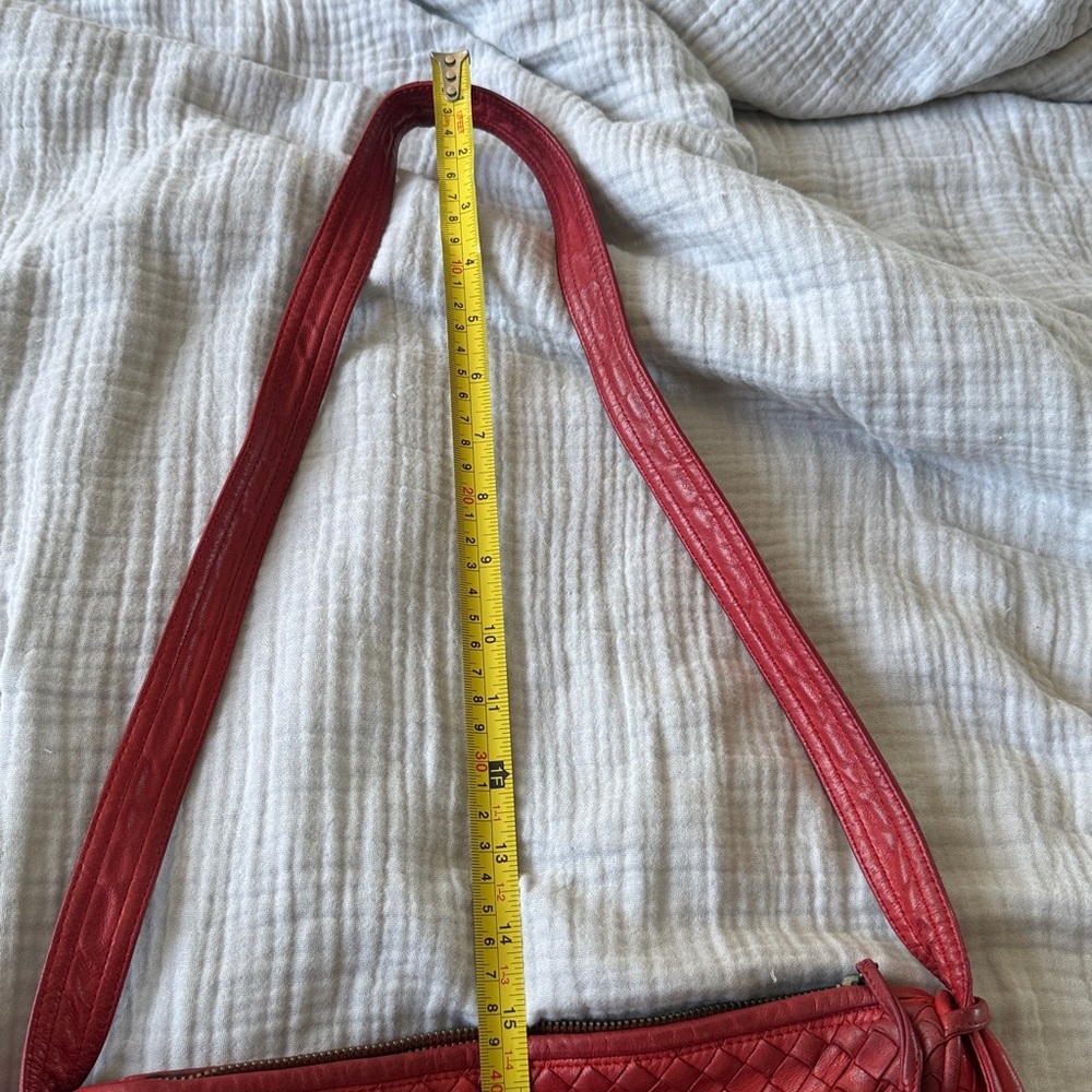 Vintage Bottega Veneta Red Woven Shoulder Bag - Picture 10 of 10